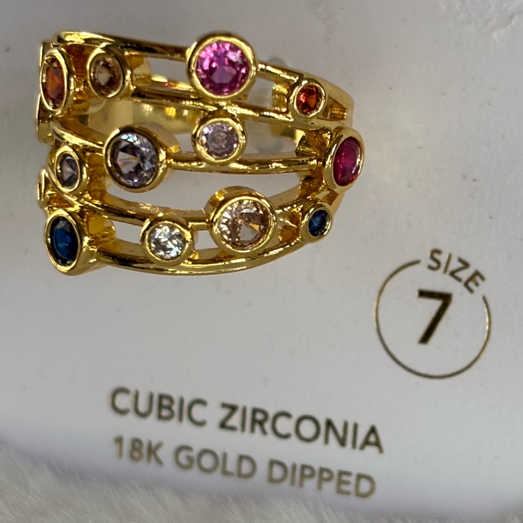 Womens Ring Size 7 Amanda Blu Cubic Zirconia 18 K Gold Dipped Bnwt 18$